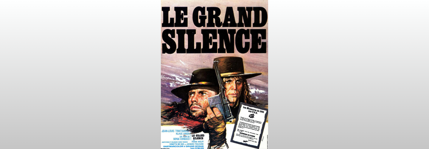 Affiche du film : gros plan sur les visages de Jean Louis Trintignant et Klaus Kinski, séparés par un pistolet. 